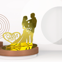 Topo de bolo dourado Mr & Mrs